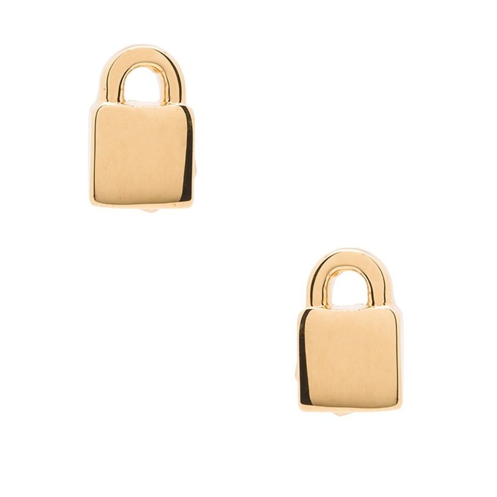 Marc Jacobs NIP Locked Up Gold Tone Studs